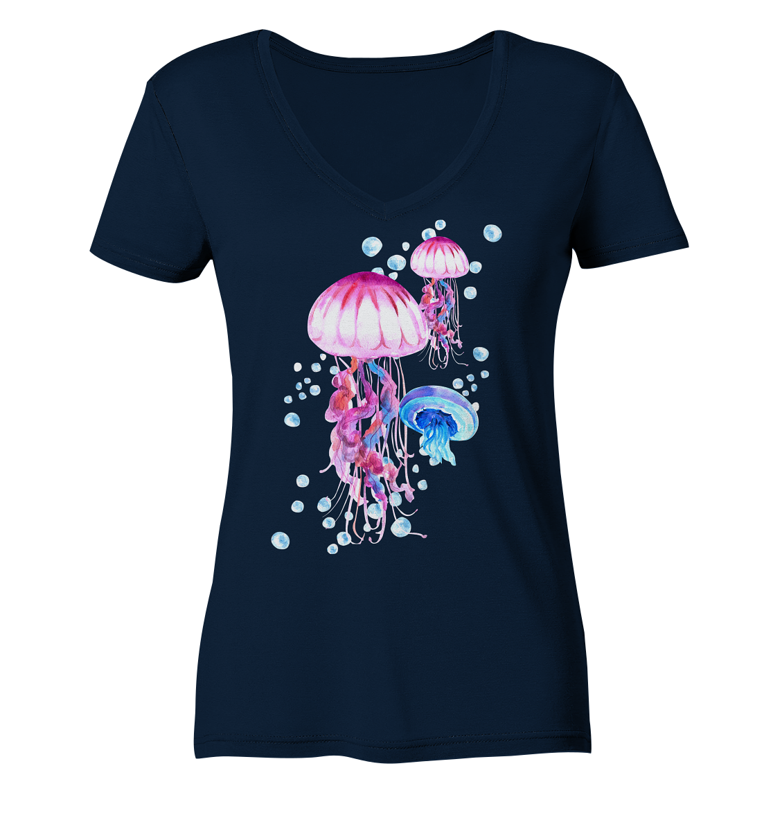 Jellyfish Dream - Aquarell Design  - Ladies Organic V-Neck Shirt
