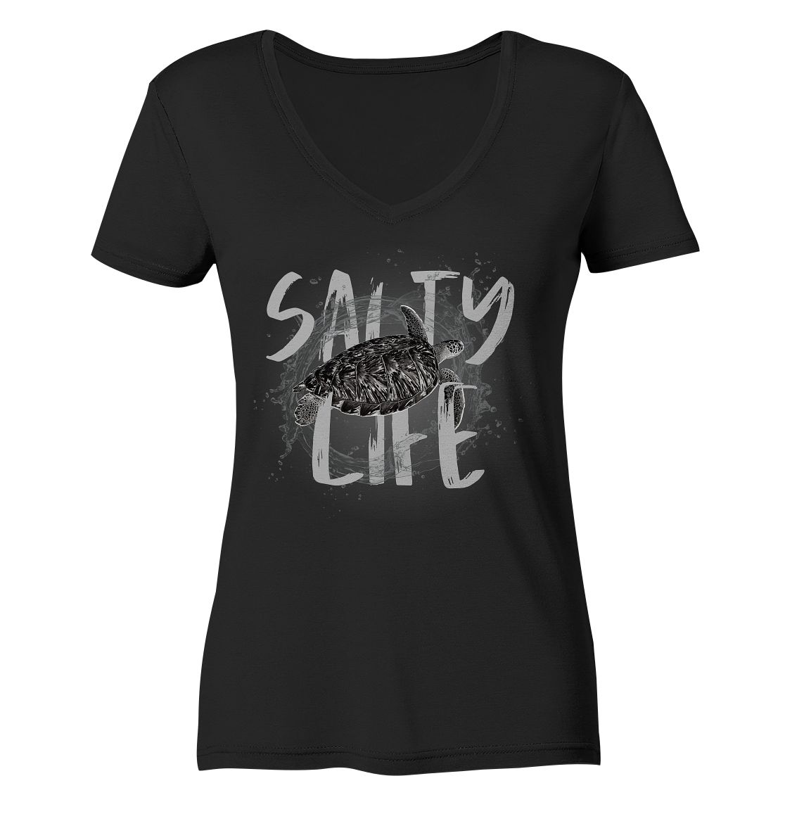 Salty Life "Sea Turtle" - Ladies Organic V-Neck Shirt