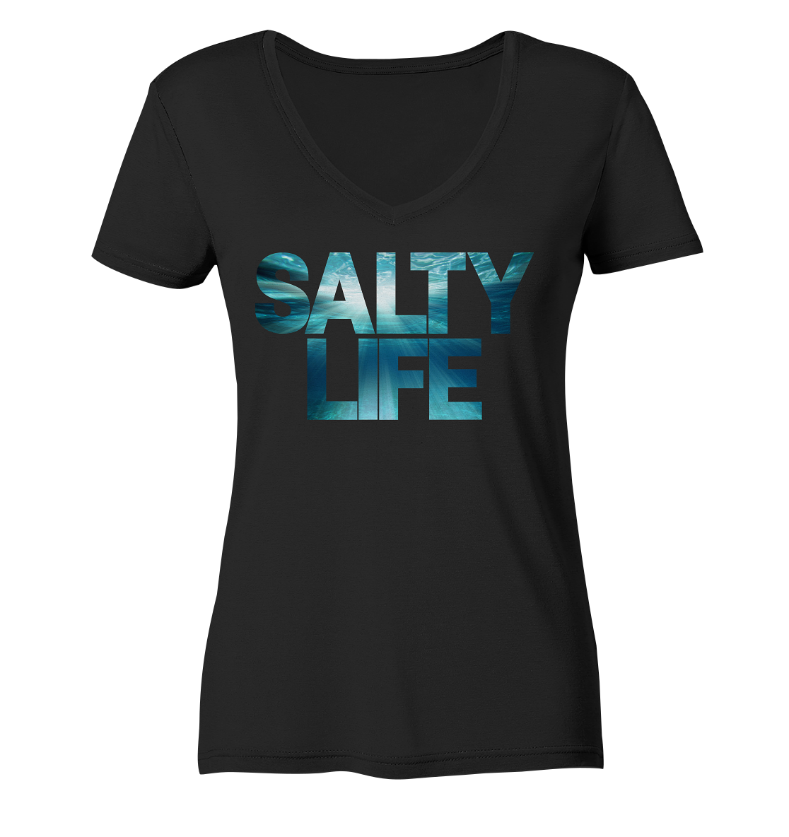 Salty Life "Lights under the sea" - Ladies Organic V-Neck Shirt