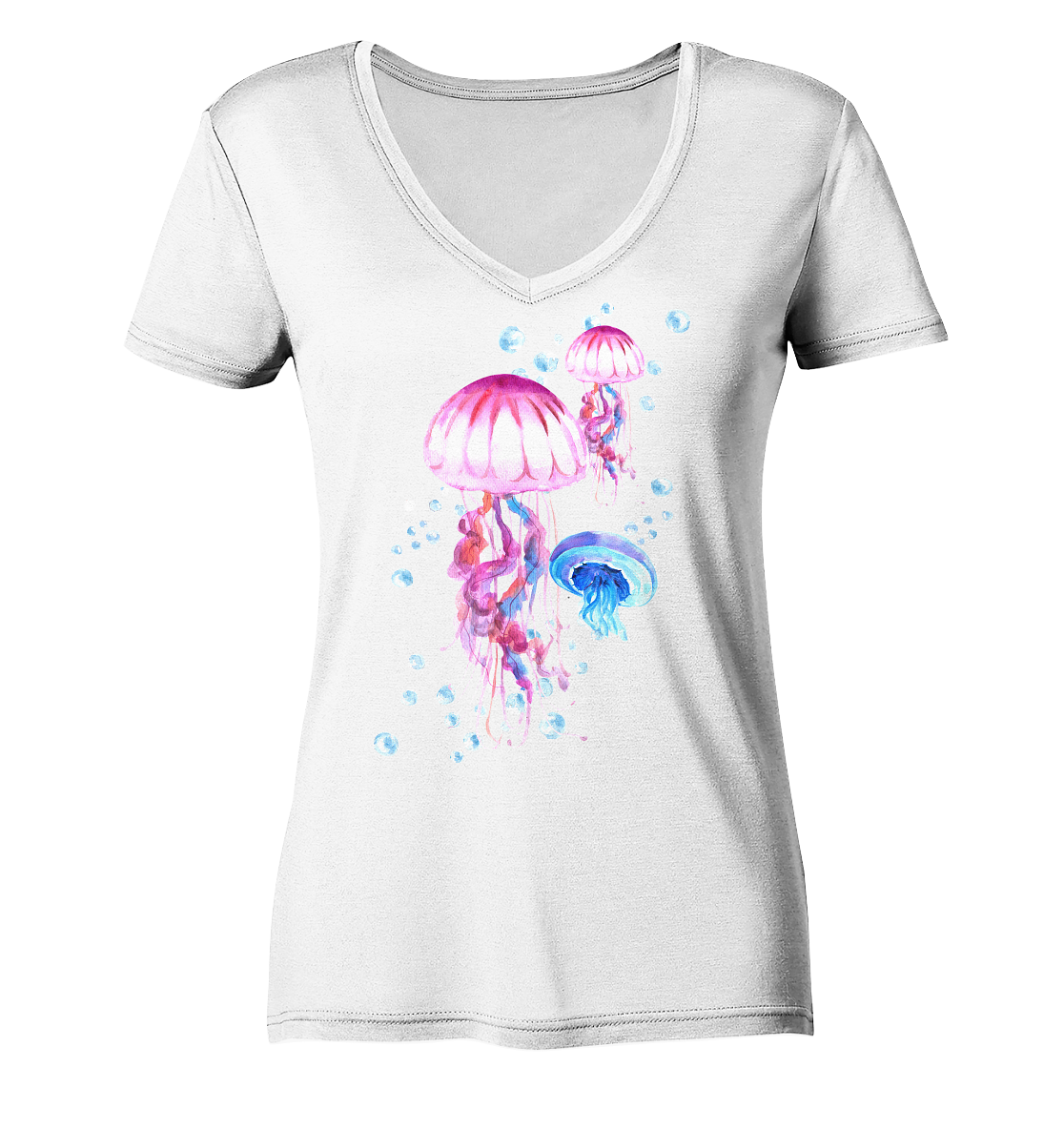 Jellyfish Dream - Aquarell Design  - Ladies Organic V-Neck Shirt