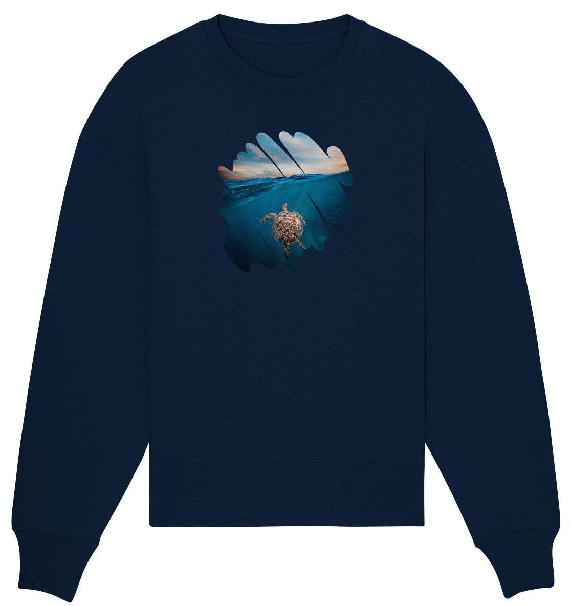Sea Turtle and Sunrise  - Organic Oversize Sweatshirt