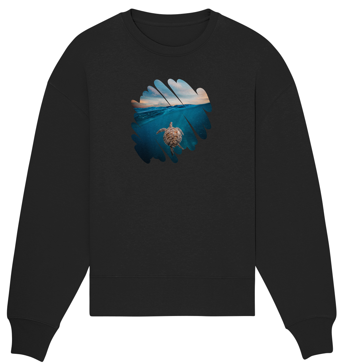 Sea Turtle and Sunrise  - Organic Oversize Sweatshirt