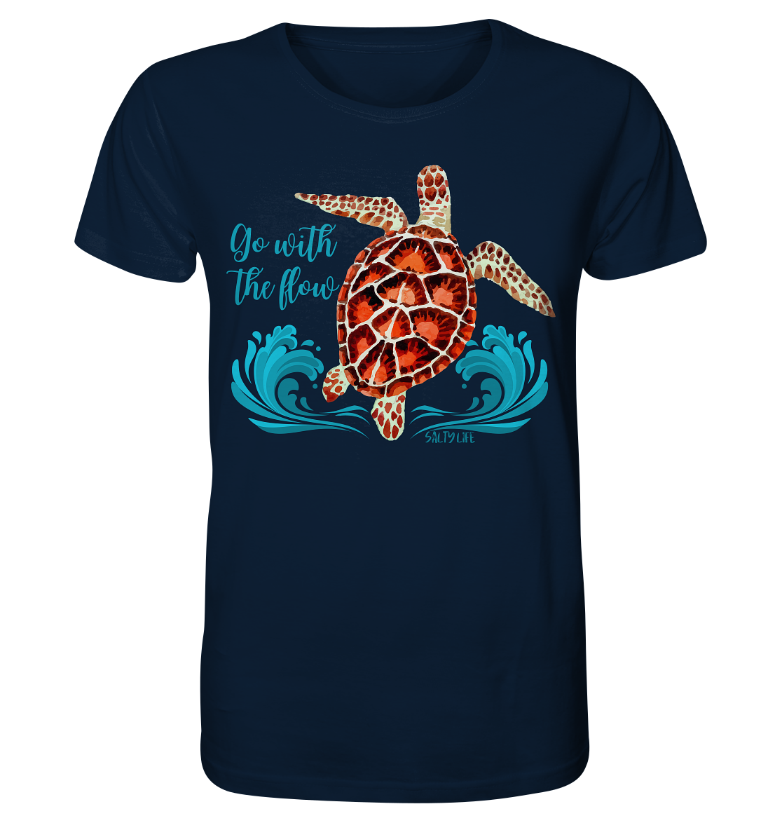 Turtle - Go with the flow  - Mens Organic Shirt